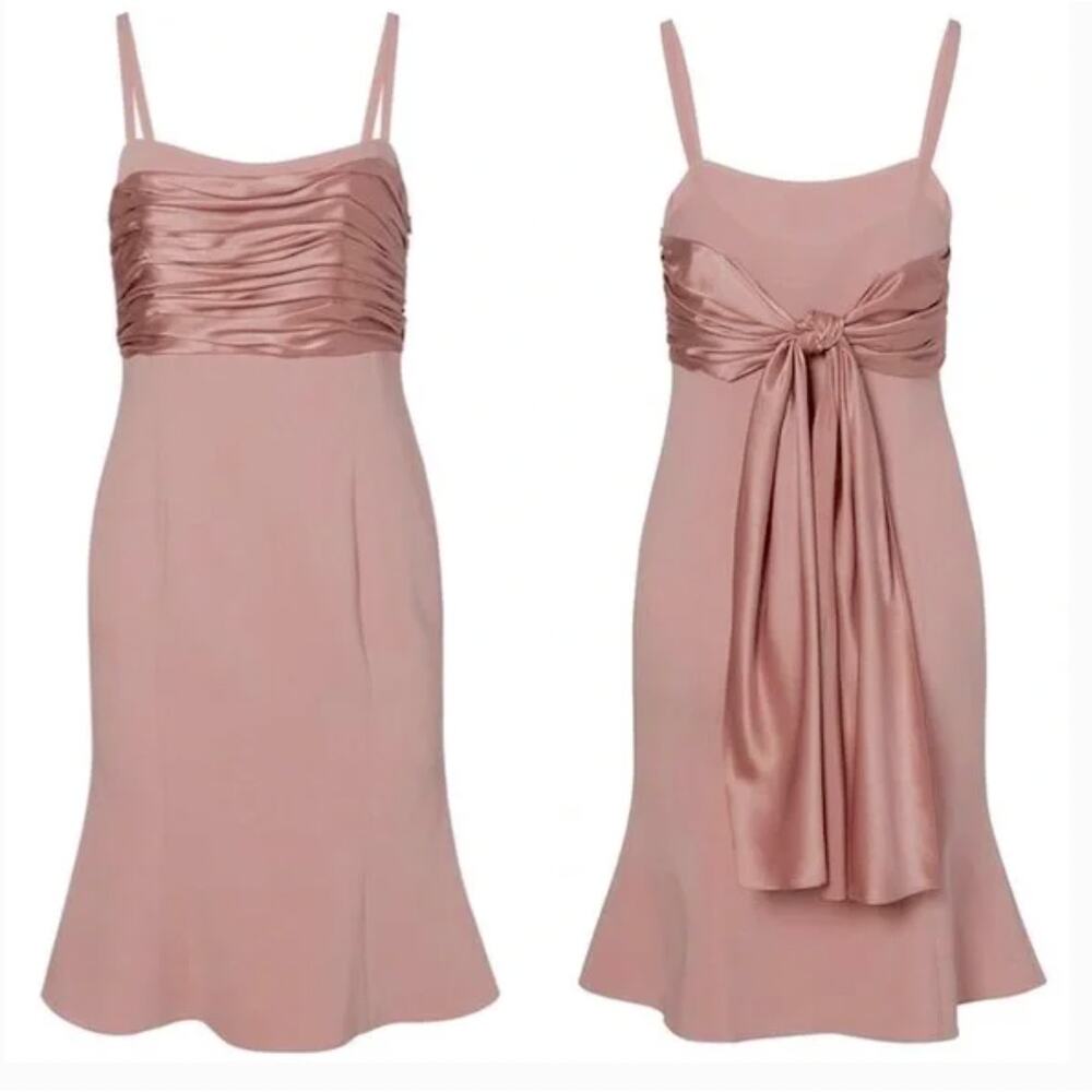 Cinq à Sept Dusty Rose Midi Dress with Satin Ribbon Detail – Size Small/2